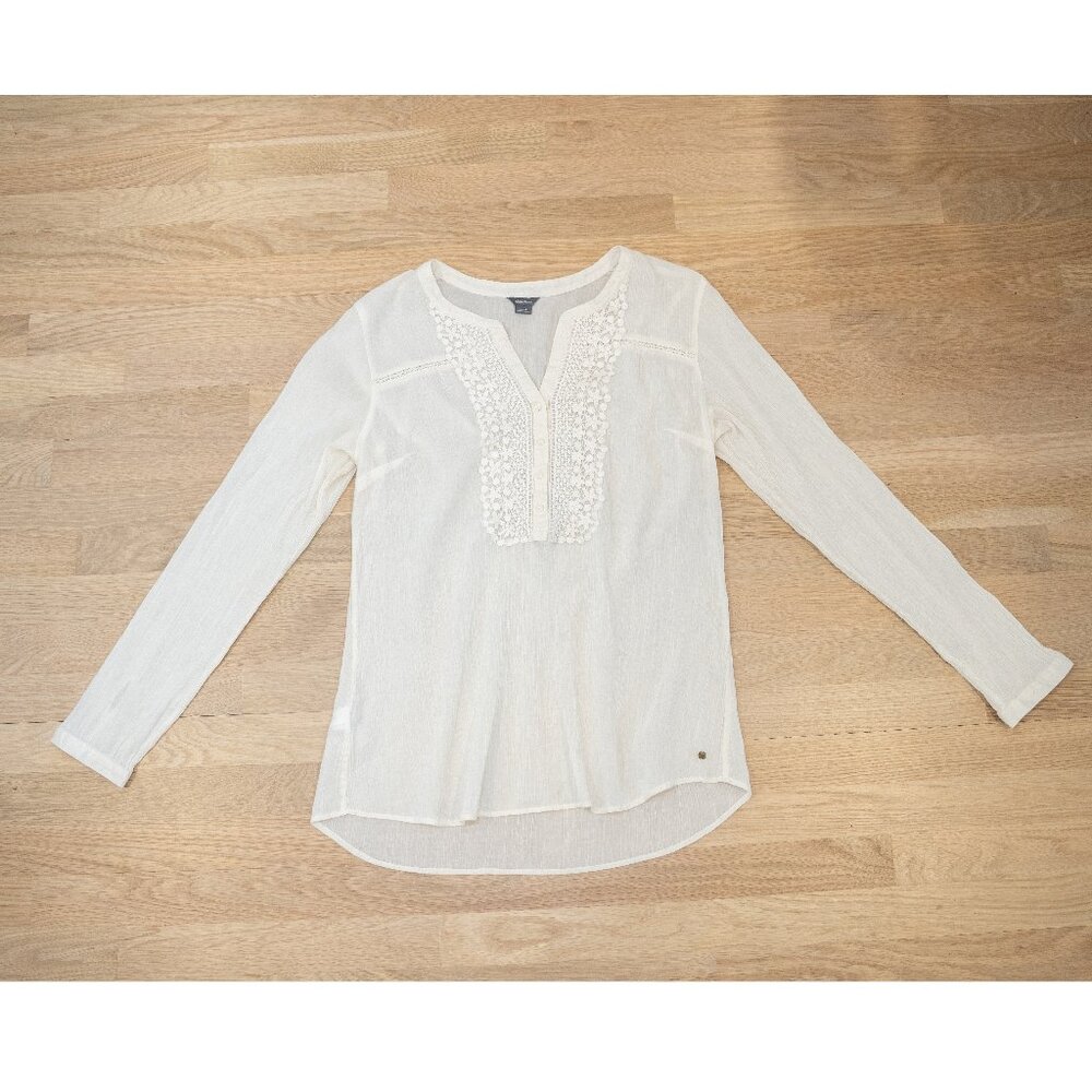 Eddie Bauer lacey boho blouse, cream, large